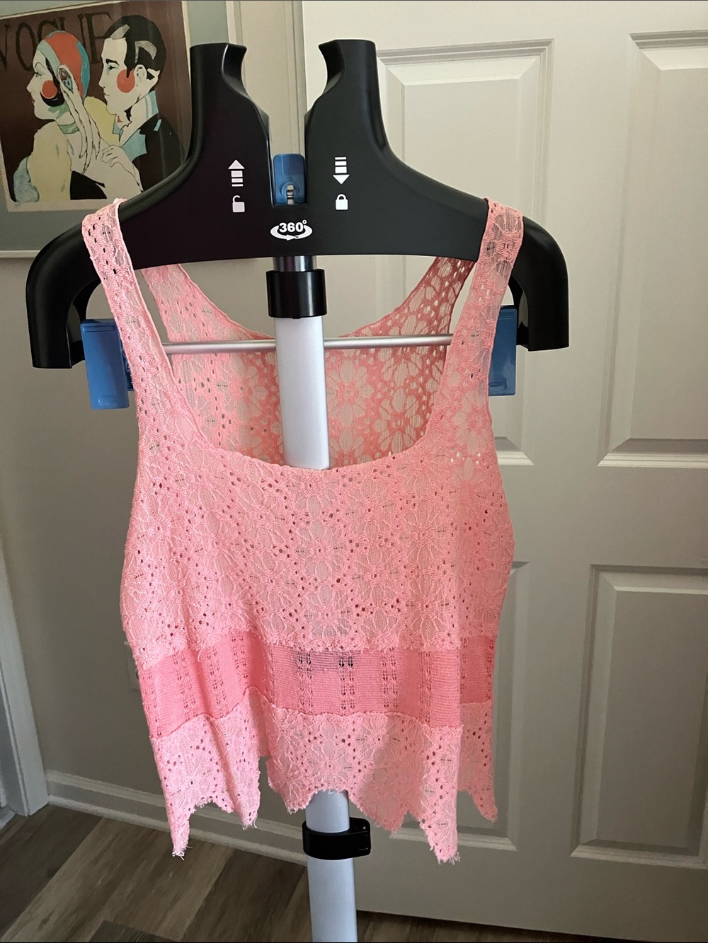 Free people intimates peachy pink lace cami S/P frayed